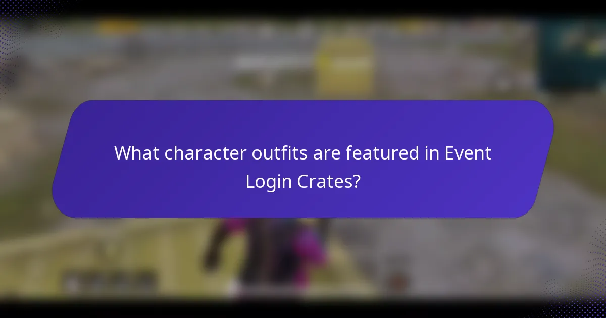 What character outfits are featured in Event Login Crates?