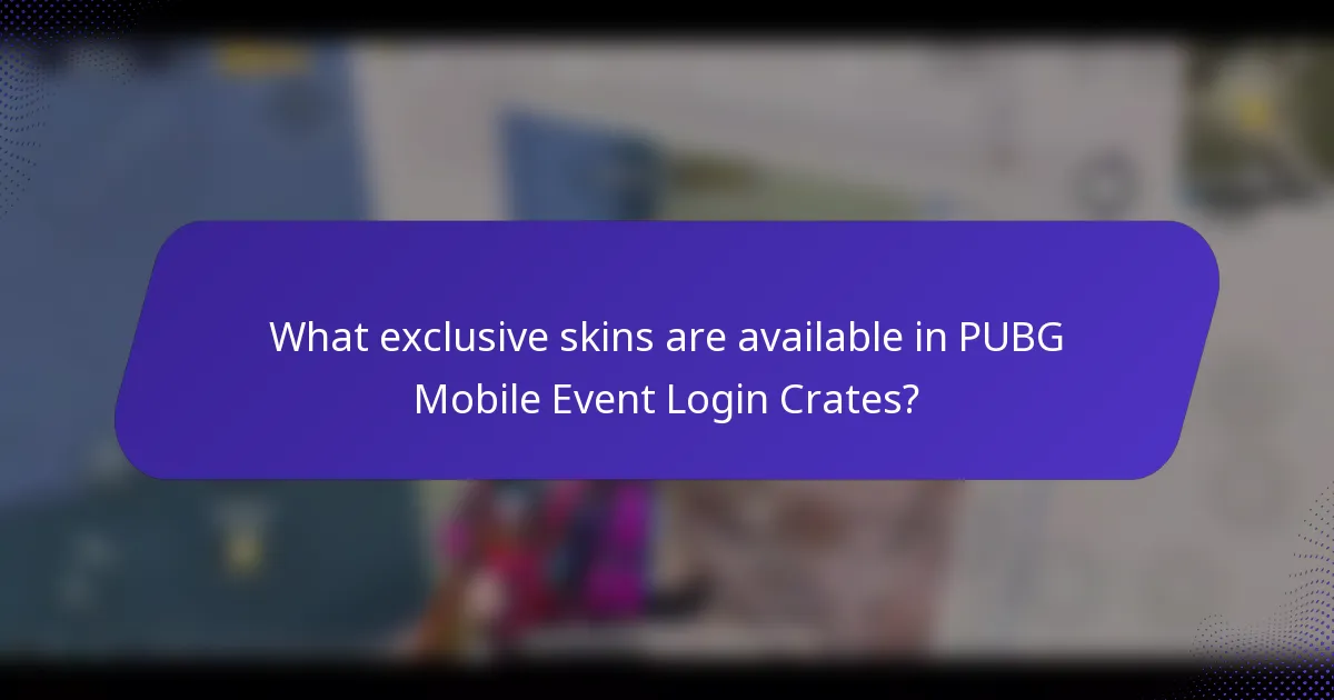What exclusive skins are available in PUBG Mobile Event Login Crates?