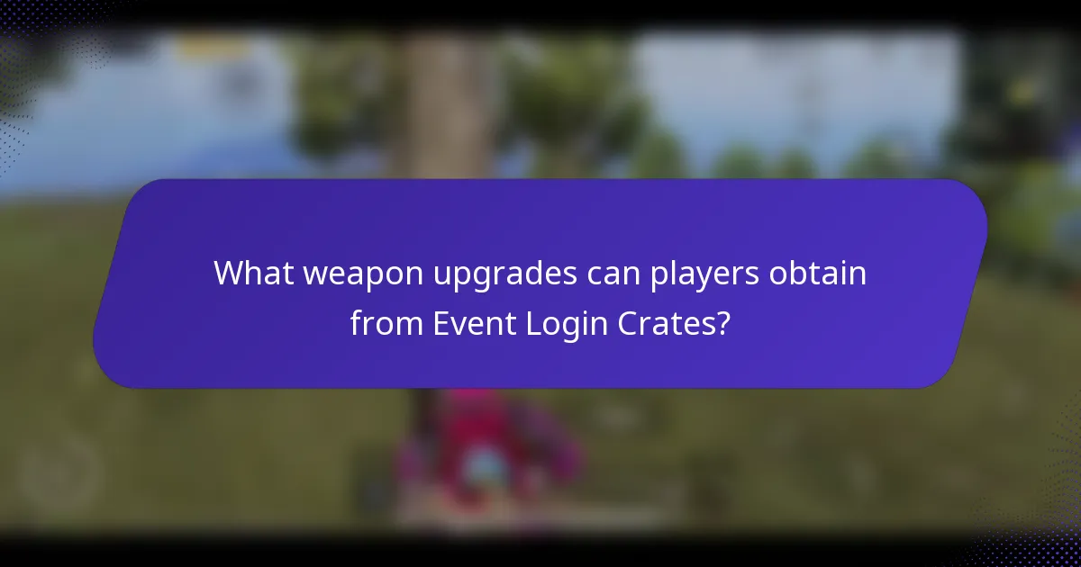 What weapon upgrades can players obtain from Event Login Crates?