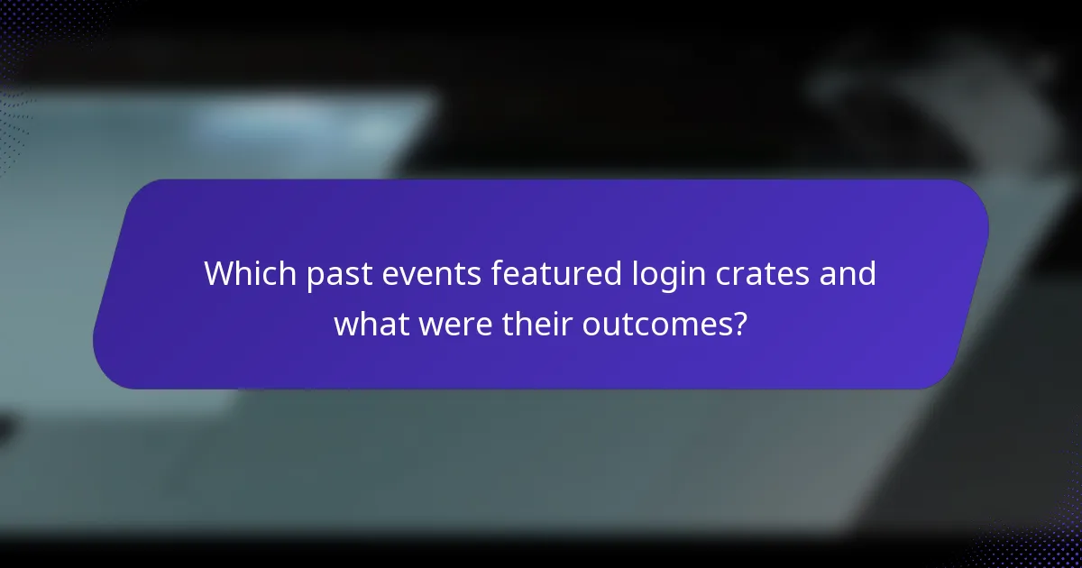 Which past events featured login crates and what were their outcomes?